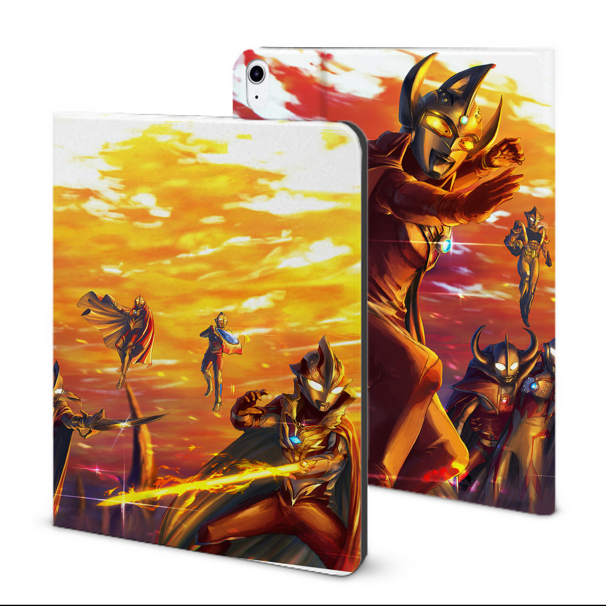 （画像用） ウルトラマン Ultraman IPad ケース ブック型 PUレザー TPU 耐衝撃 軽量 薄型 ペン収納なし 全面保護 IPad 各モデル対応